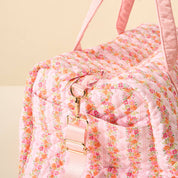 Pink Floral Quilted Duffel Bag
