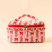 Merry Bow Quilted Cosmetic Bag