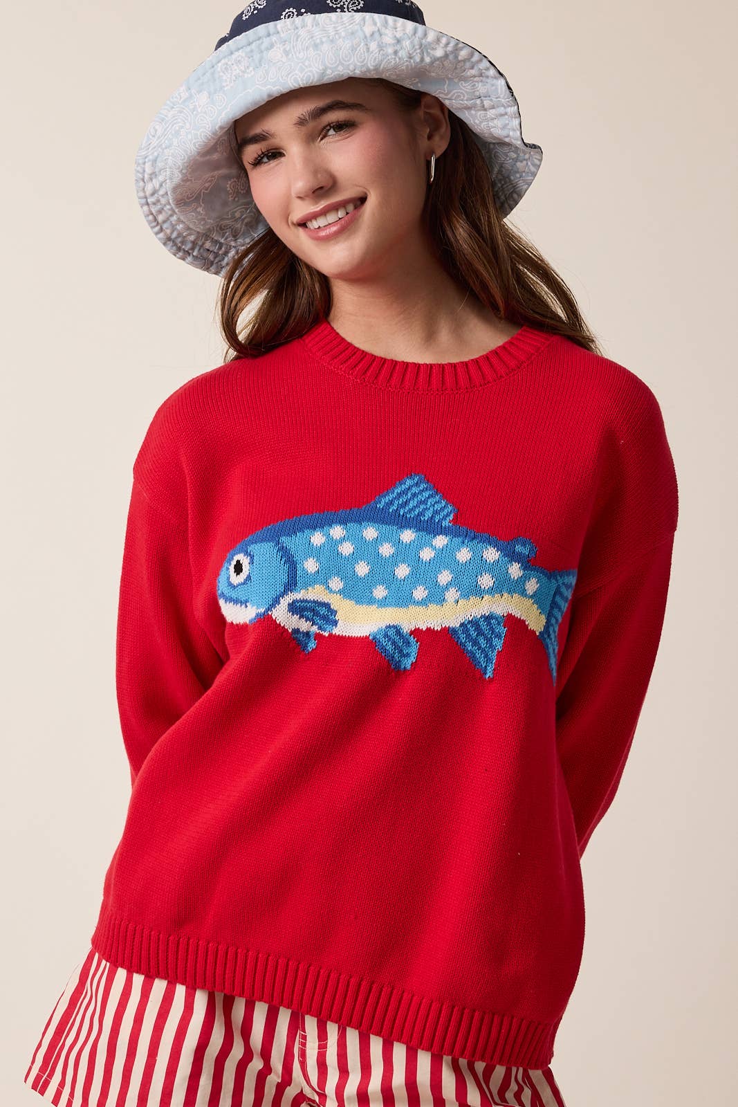 Red Fish Sweater
