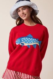Red Fish Sweater