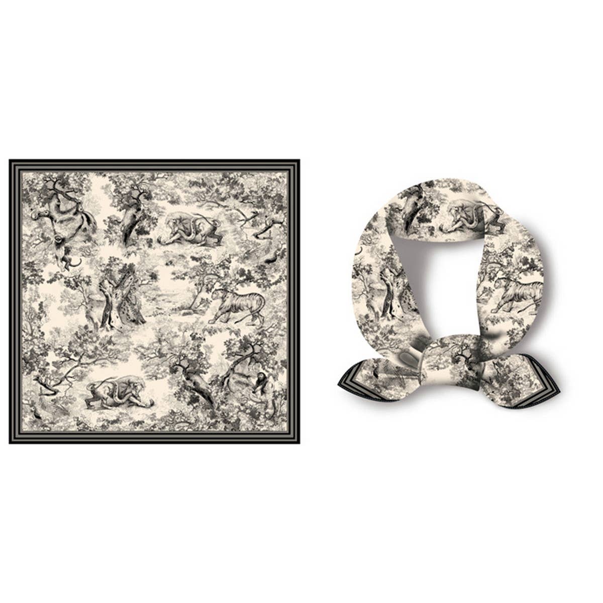 Black Vintage Versatile Square Scarf showing color: black