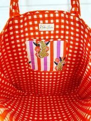 Striped Jaguar Large Quilted Tote Bag