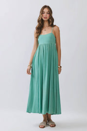 Mint Open Back Tie Strap Maxi Dress