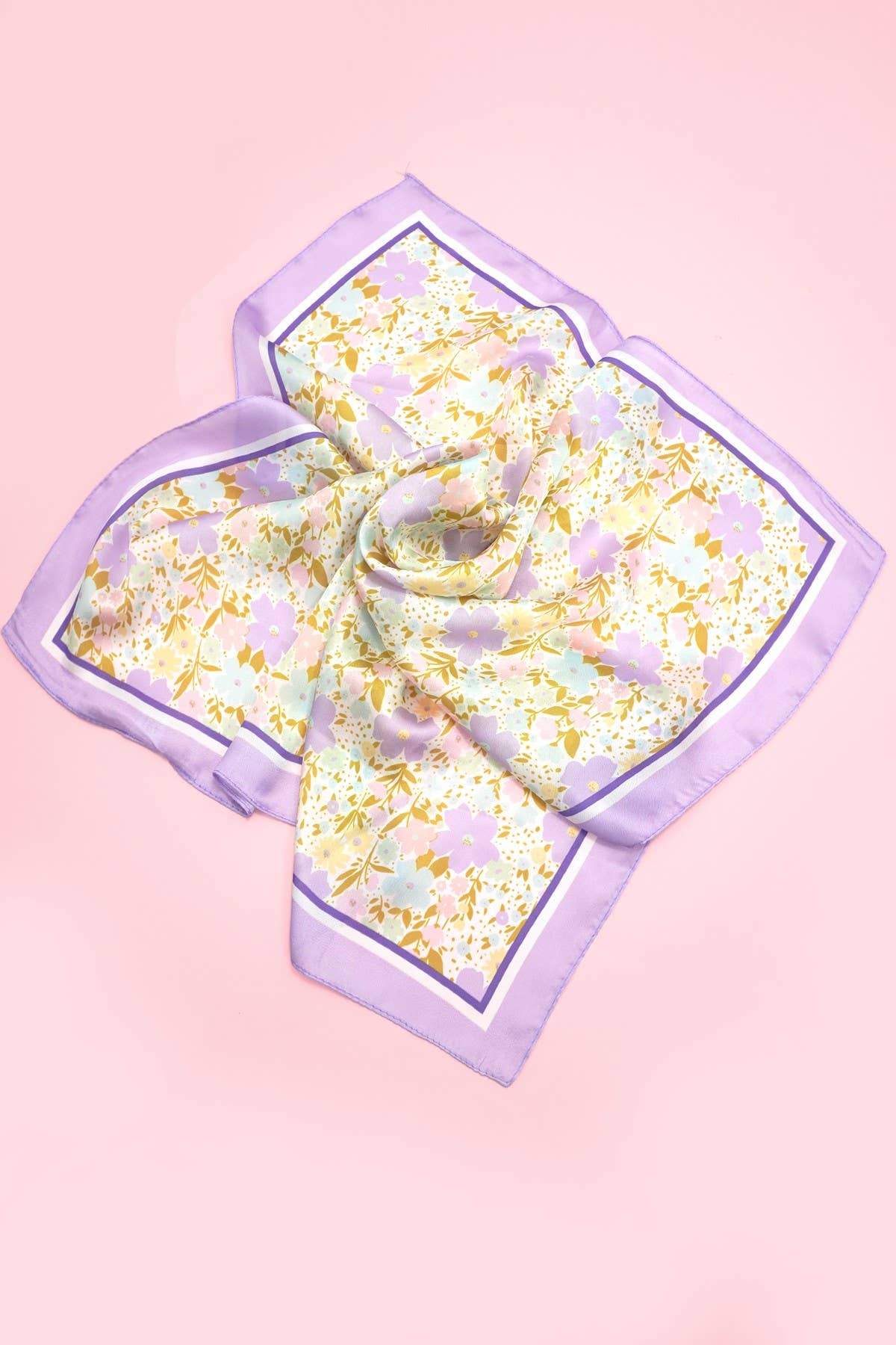 Delicate Floral Silk Finish Bandana Scarf