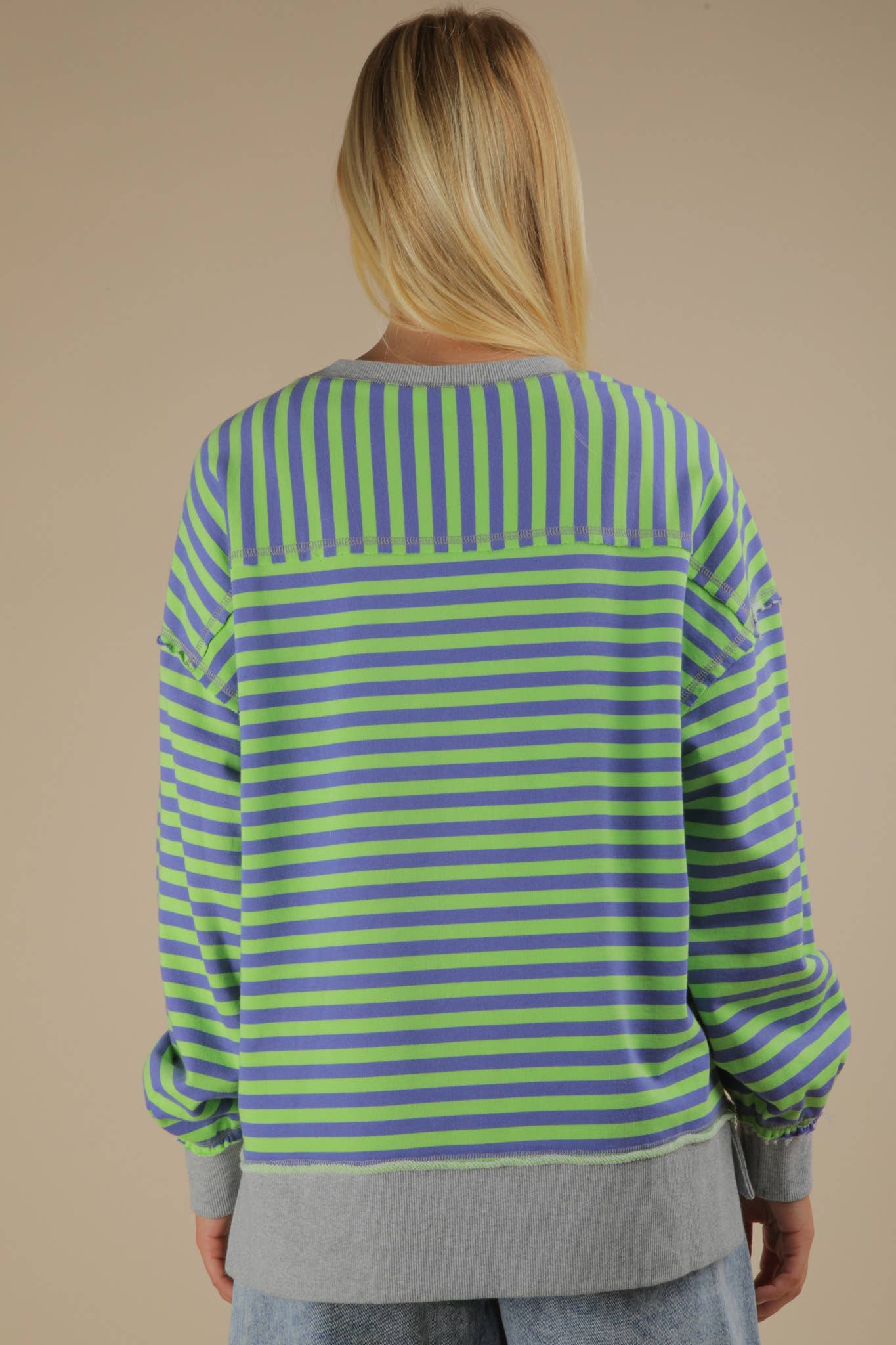 Green/Blue Striped Oversized top