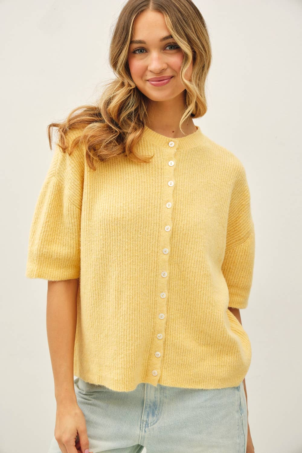 Yellow Short Sleeve Cardigan