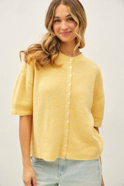 Yellow Short Sleeve Cardigan