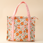 Green Floral Quilted Tote