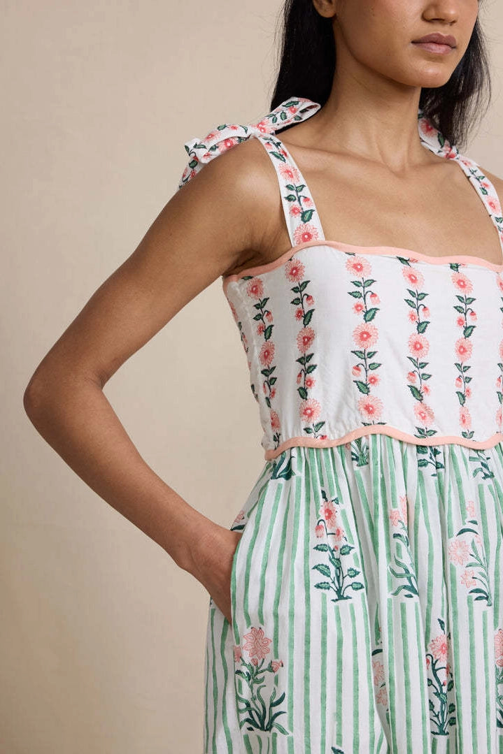 Floral Flare Bow Tie Dress