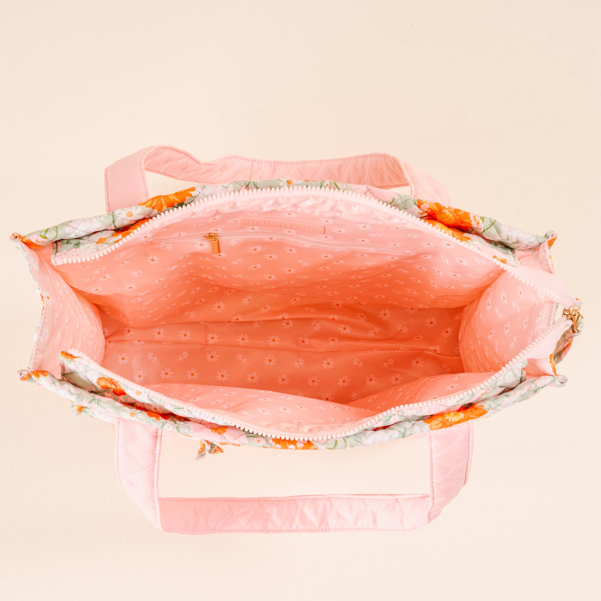 Green Floral Quilted Tote