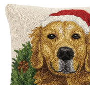 Golden Retriever Dog With Wreath Hook Pillow