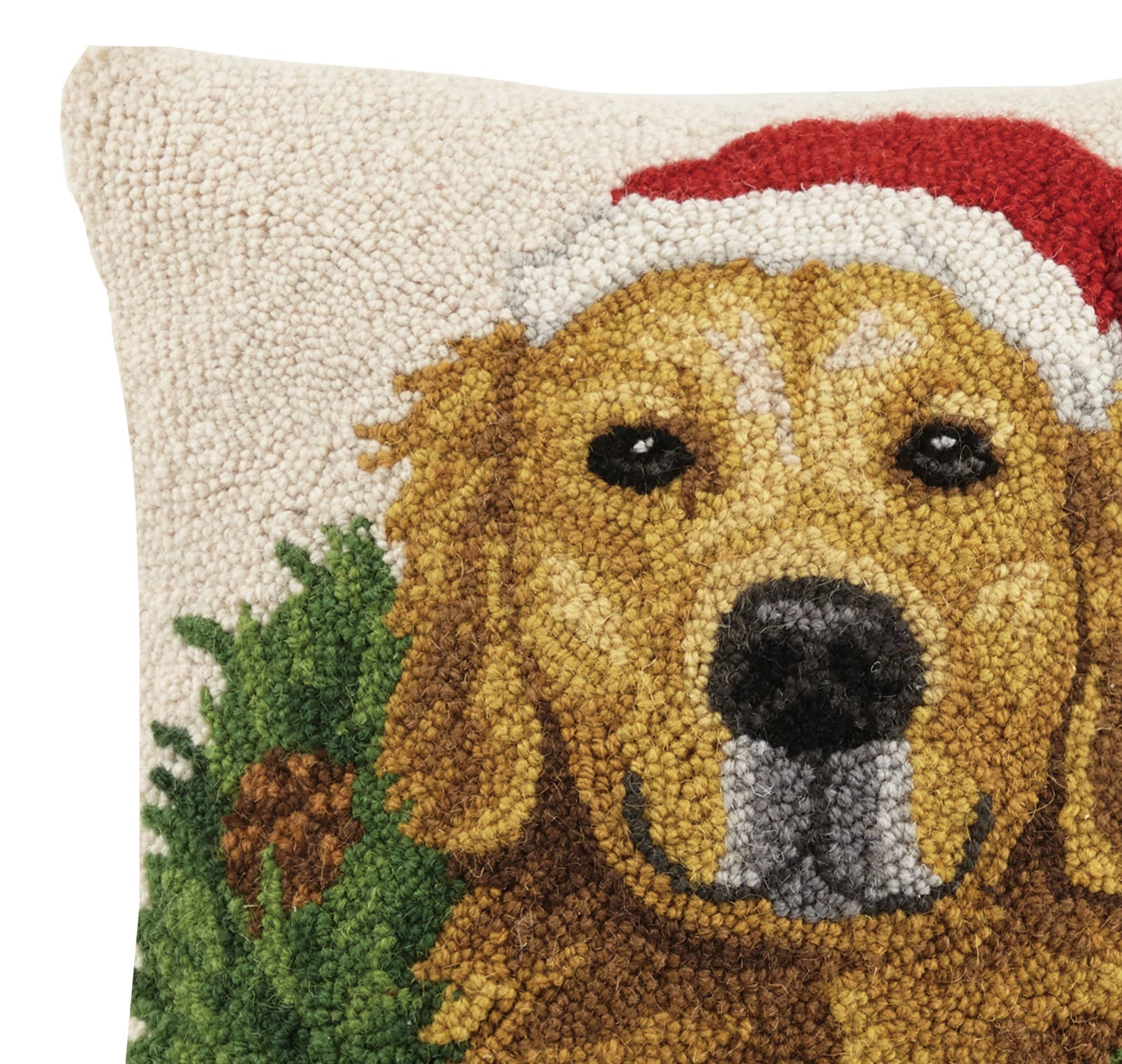 Golden Retriever Dog With Wreath Hook Pillow