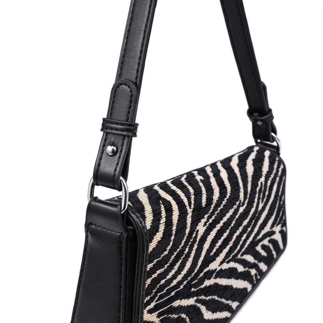 Black Zebra Angular Shoulder Bag