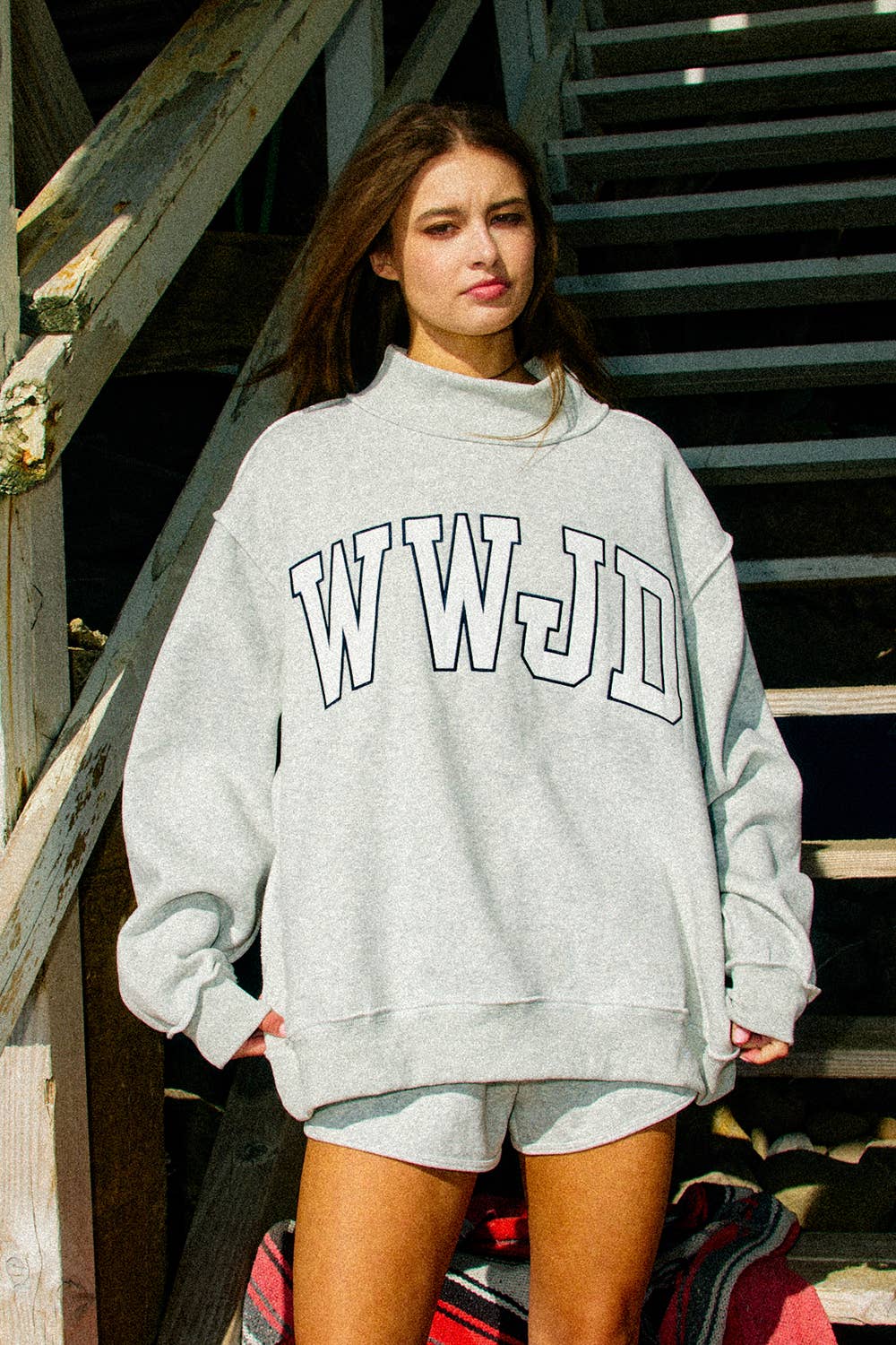 Gray WWJD Mock Neck