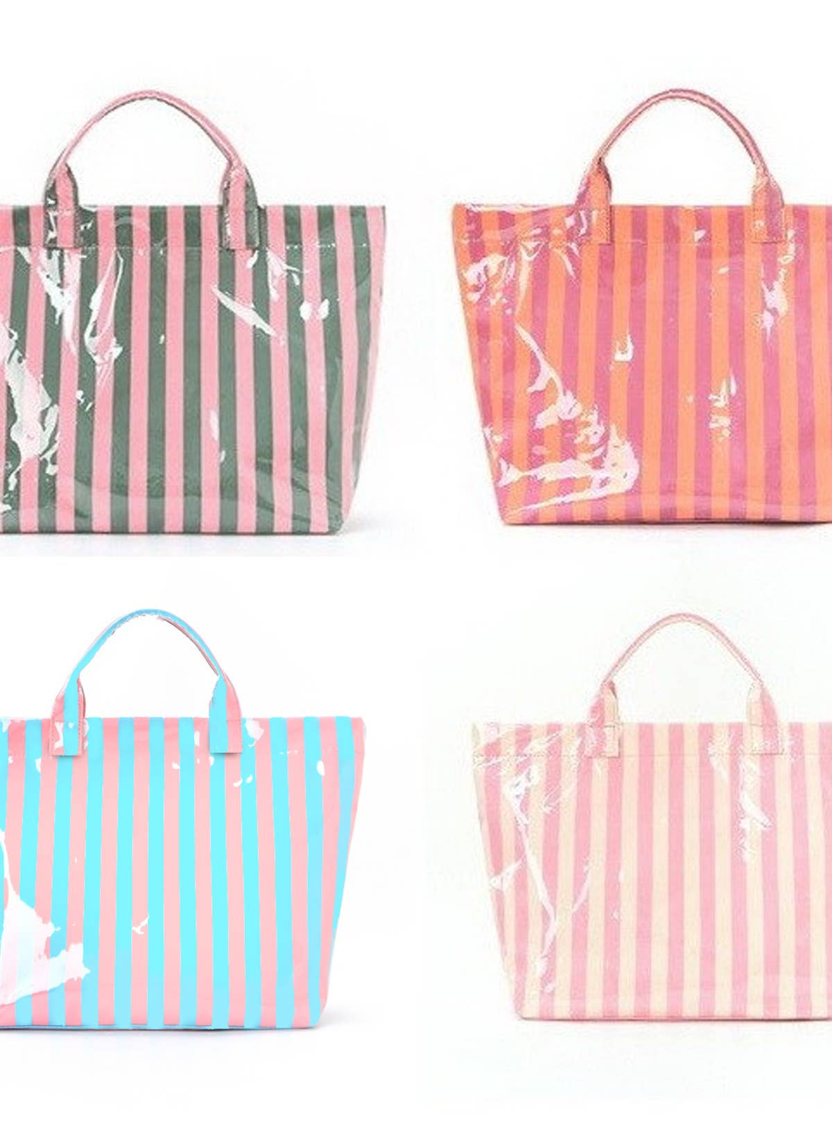 Large Striped Vinyl Tote Bags