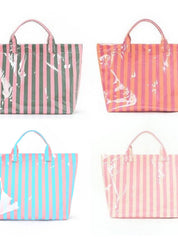 Large Striped Vinyl Tote Bags