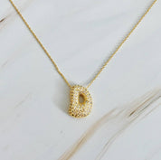 Crystal Bubble Initial Necklace: T