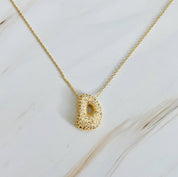 Crystal Bubble Initial Necklace: T at Ninety Nine Boutique, view 14
