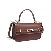 Brown Belted Top Handle Crossbody