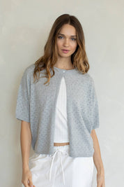 Gray Short Sleeve Cardigan