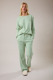 Green & Cream Long Sleeve Top & Pants Set