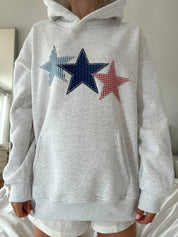 Gray Star Embroidered Hoodie