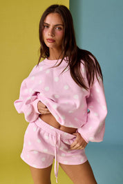 Pink & White Polka Dot Fleece Set