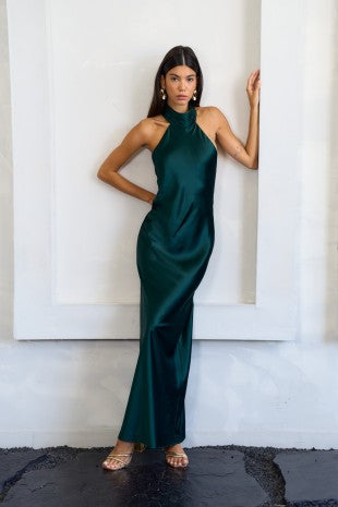 Green Halter Maxi Dress