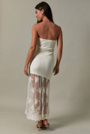 White Lace Sweater Tube Dress