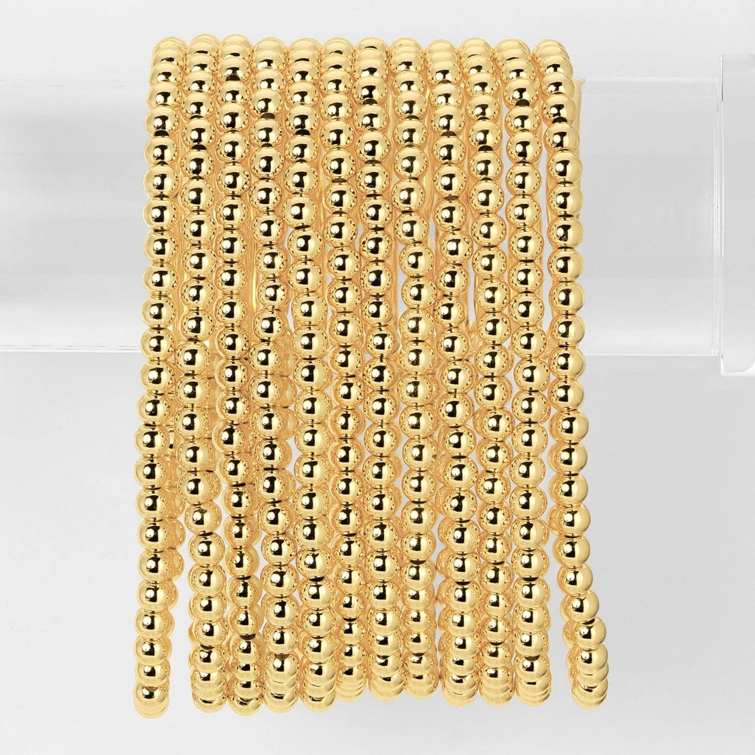Classic Beaded Stretch Bracelets: Gold / 4mm