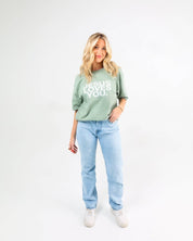 Linen/Spruce Jesus Loves You Tee