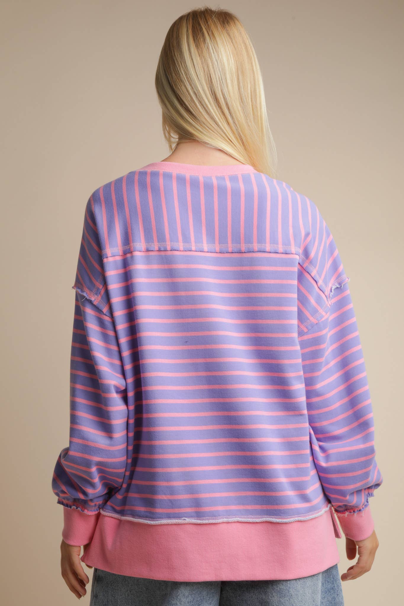 Purple Striped Oversized Top