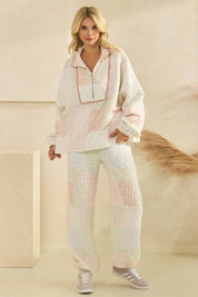 Floral Quilted Quarter Zip