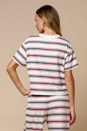 Multicolor Striped Boxy Short Sleeve Tee