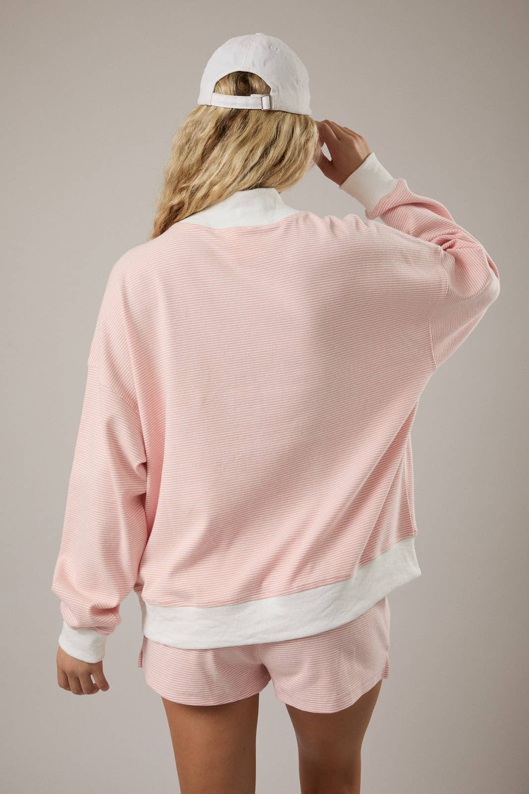 Light Pink Striped Mock Neck
