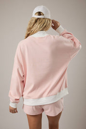 Light Pink Striped Mock Neck