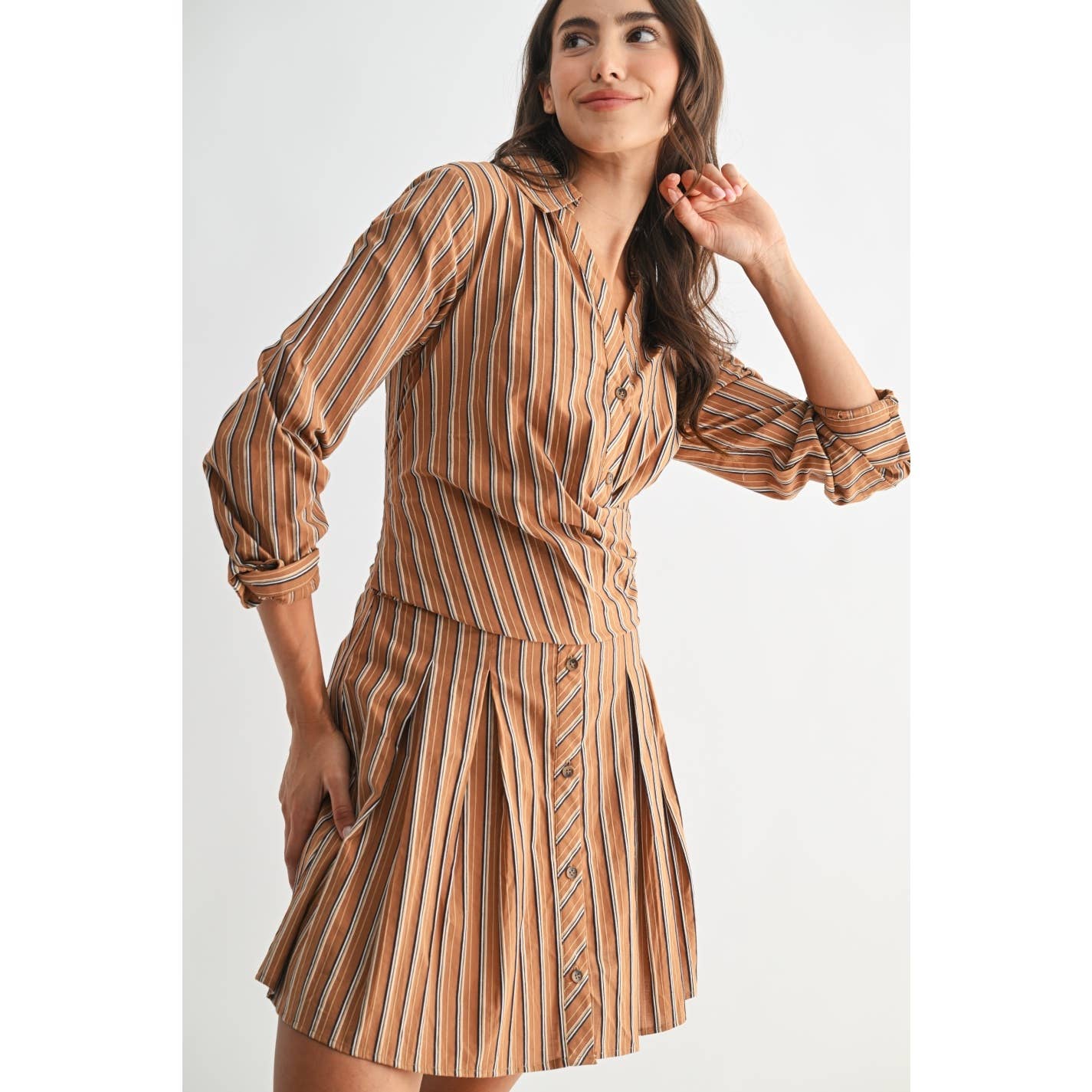 Striped Collared Shirt Dress