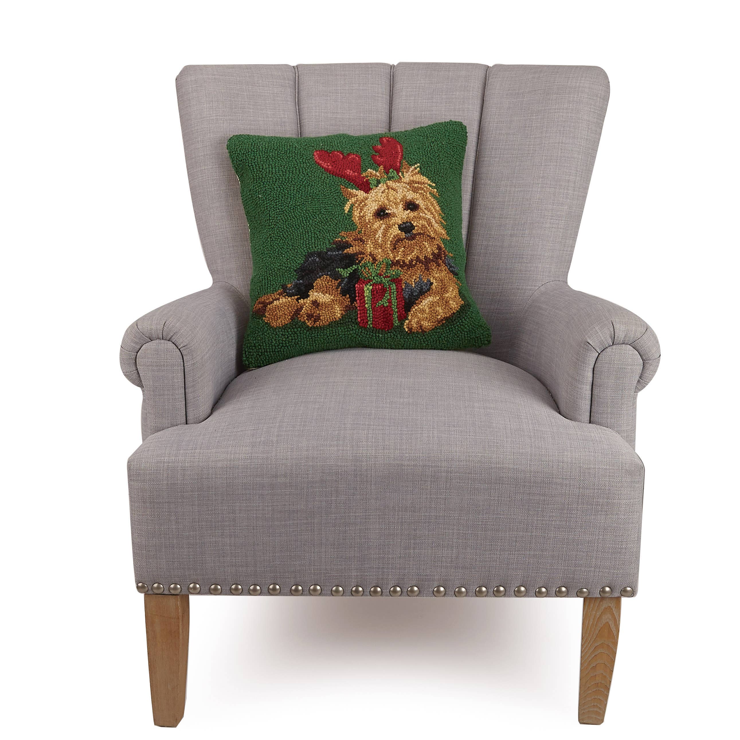 Christmas Yorkshire Terrier Dog Hook Pillow