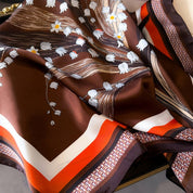 Brown Artistic Small Square Scarf in 100% Polyester