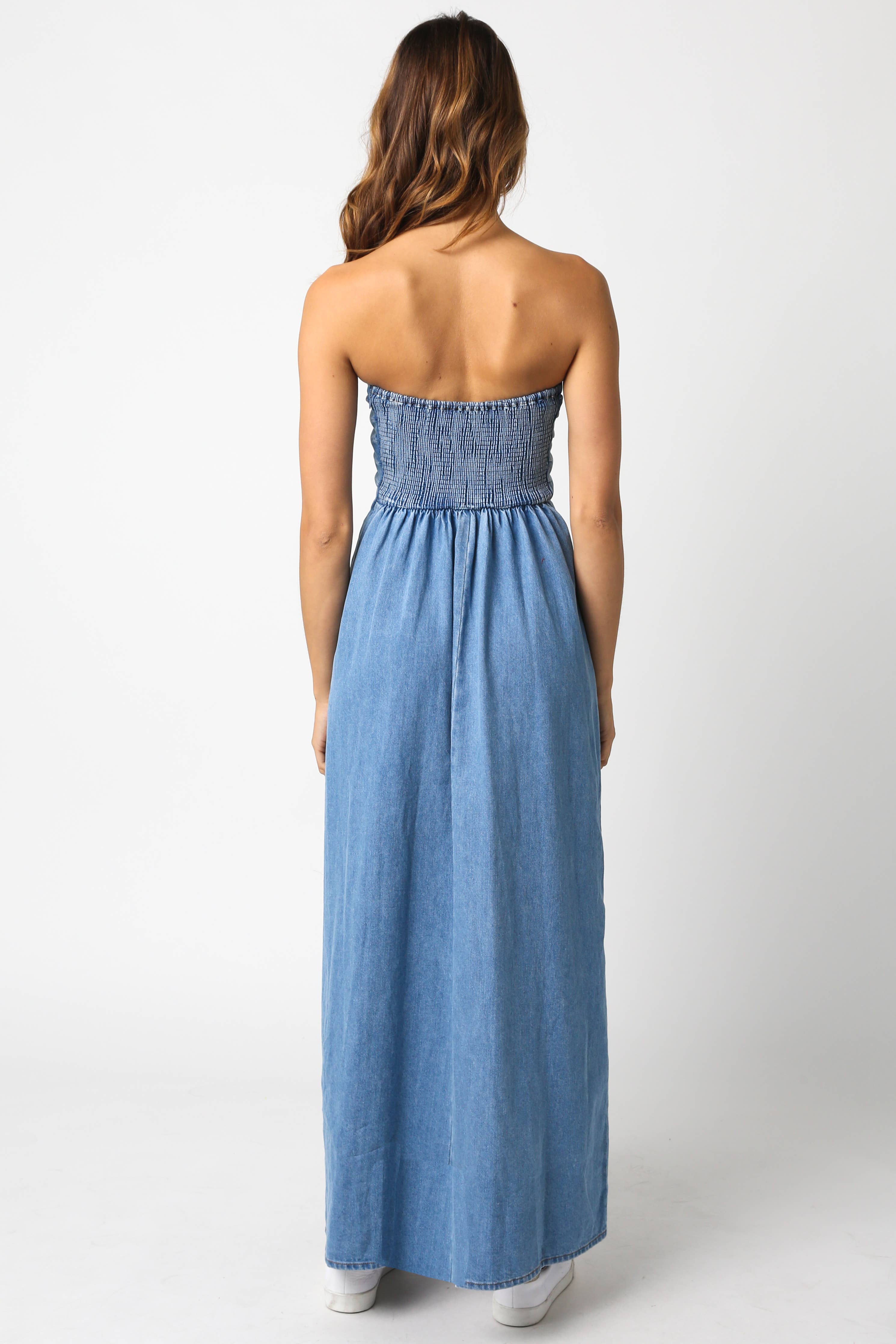 Blue Denim Maxi Dress