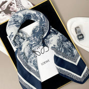 Blue Ink Art Velvet Scarf — color: blue