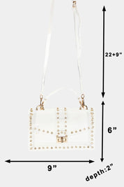 Transparent Rectangle Rhinestone Trim Bag