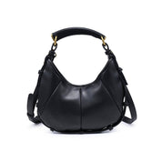 Black Pleated Crescent Hobo Bag