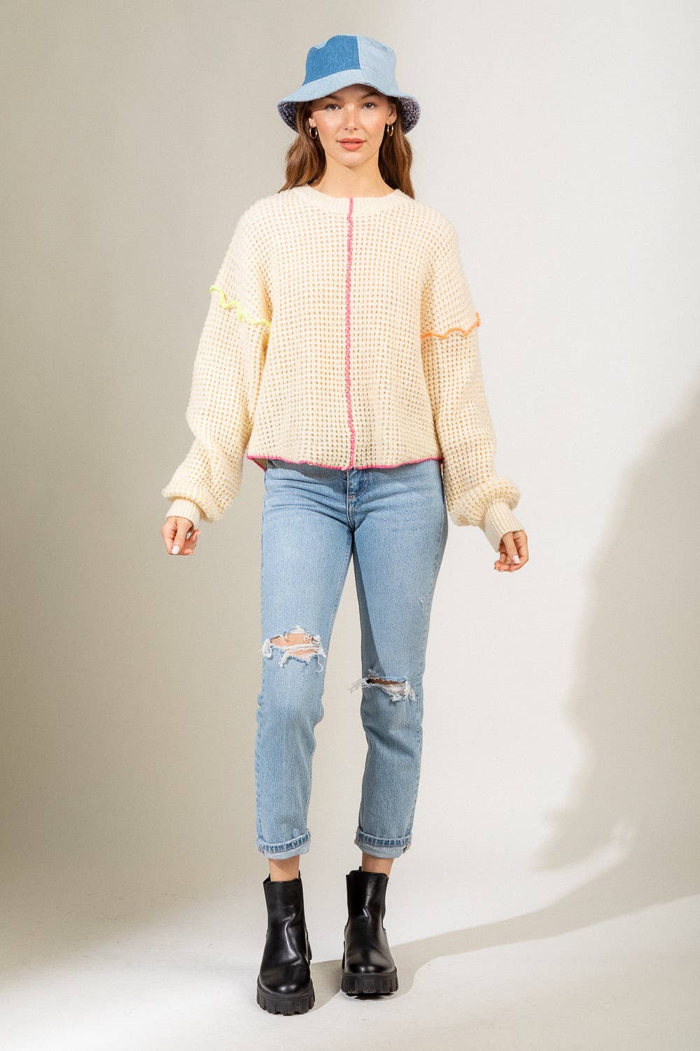 Cream Stitch Detail Sweater