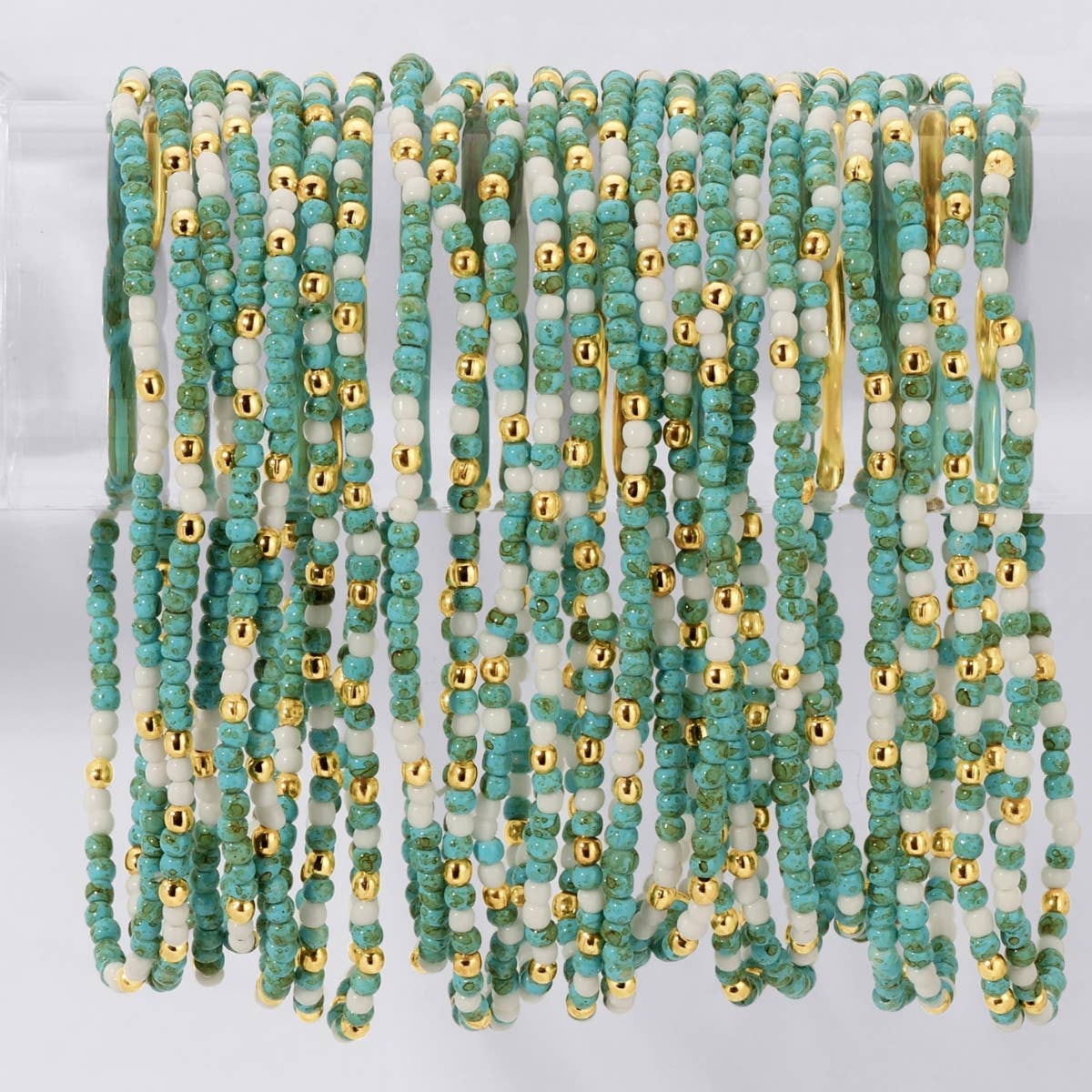 Teal & White Faux Stone Seed Bead Bracelet