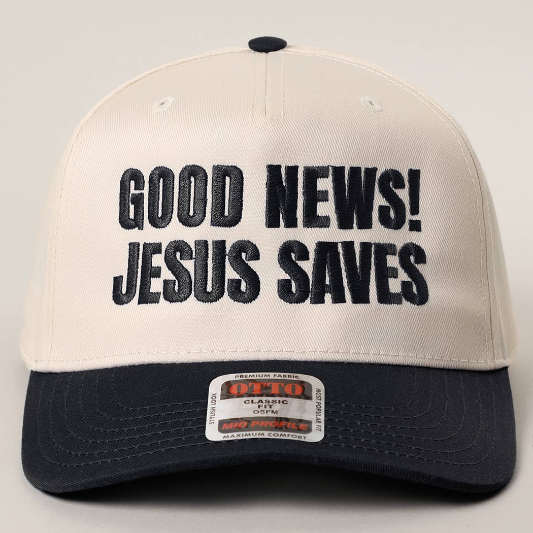 Good News Jesus Saves Trucker Hat/ Black
