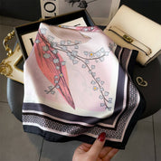 Pink Artistic Small Square Scarf showing color: pink
