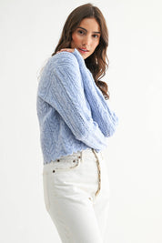 Blue Scallop Knit Cardigan