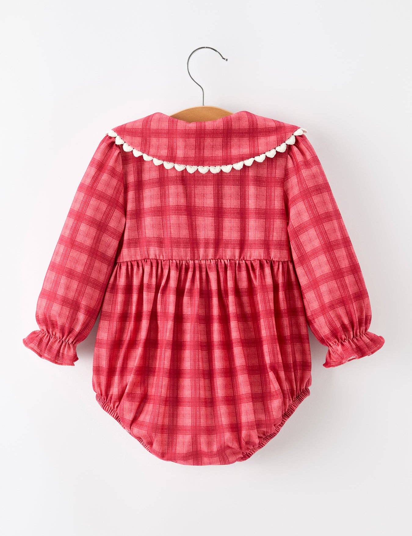 Red Plaid Peter Pan Collar Romper from Ninety Nine Boutique