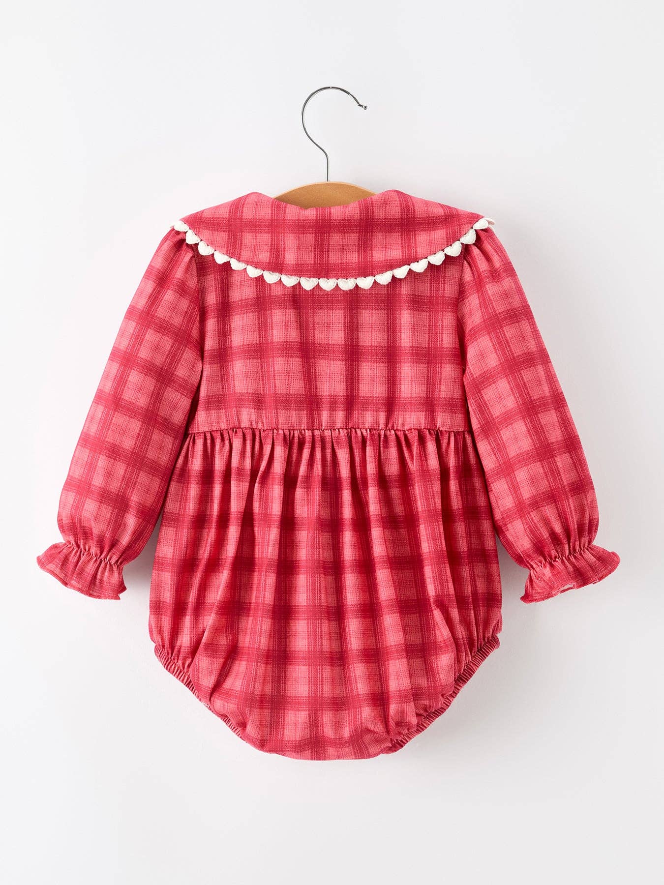 Red Plaid Peter Pan Collar Romper from Ninety Nine Boutique